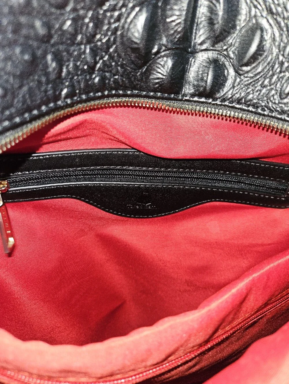 Tote & Carry Black Croc-Embossed Vegan Leather Backpack